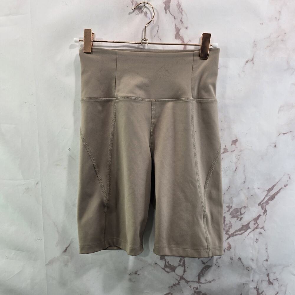 Girlfriend Collective Shorts Womens XS Beige Brown Bike High Rise Active 8 Inch